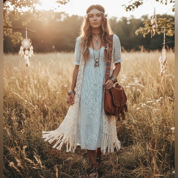 Abercrombie and Fitch Dress Womens XS Blue White Floral Smocked Boho Prairie - Picture 3 of 16